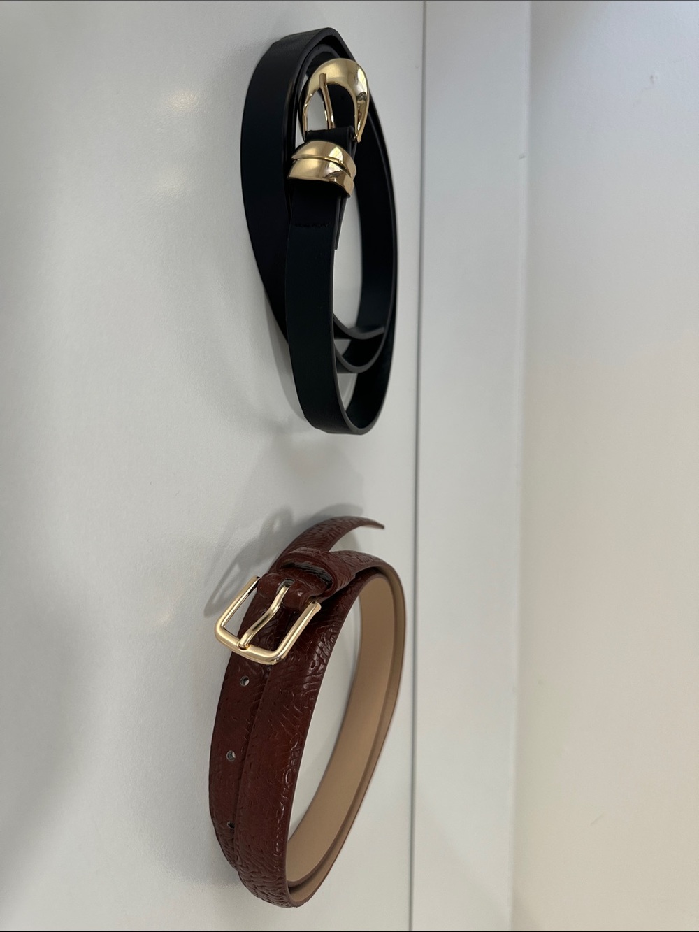 Zara Black and Brown Leather Belts with Gold Buckles